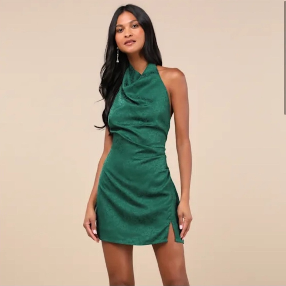 Elegant Green Halter Dress